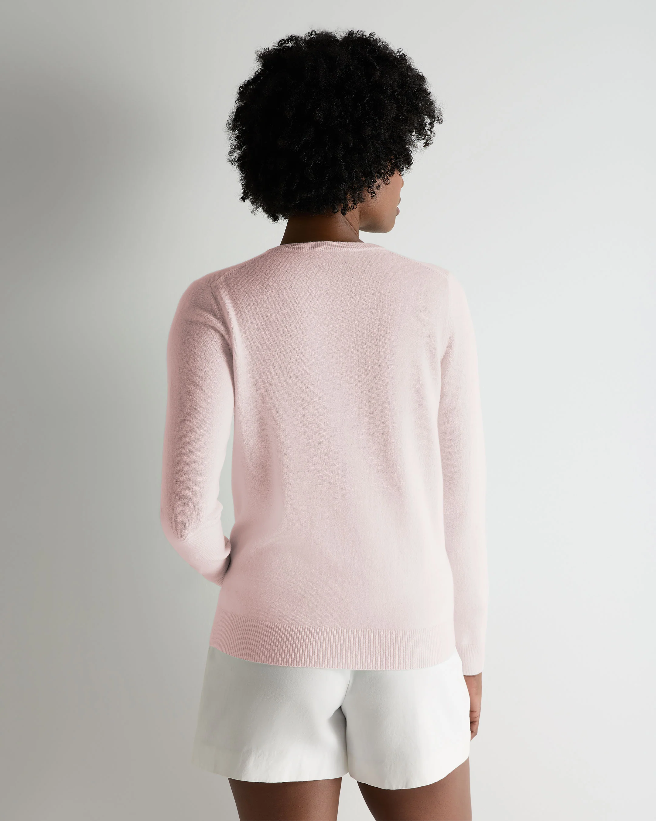 Women's Phoebe V Neck Cashmere Jumper Powder Pink - Image 4