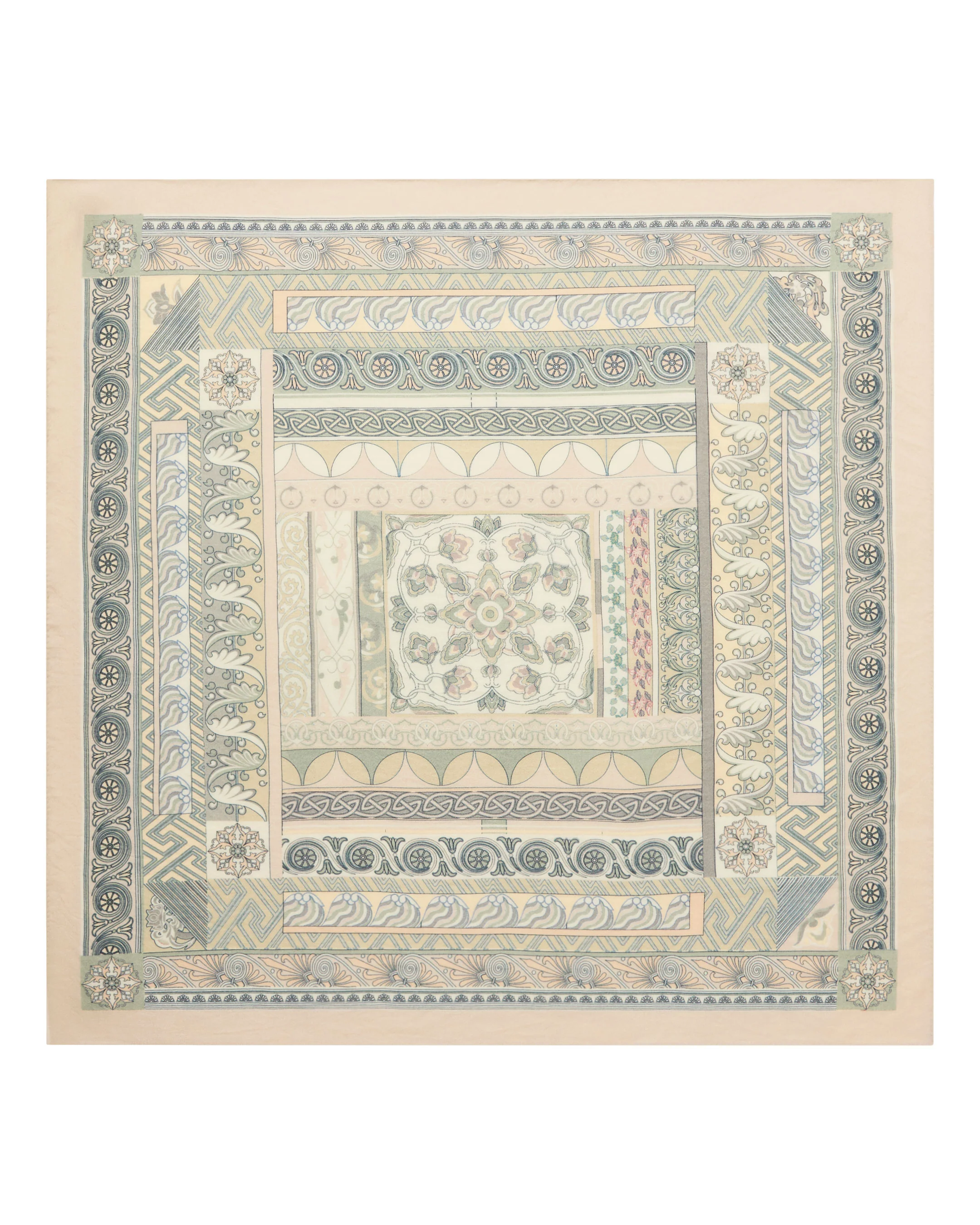Women's Printed Silk Blend Foulard Pebble Grey
