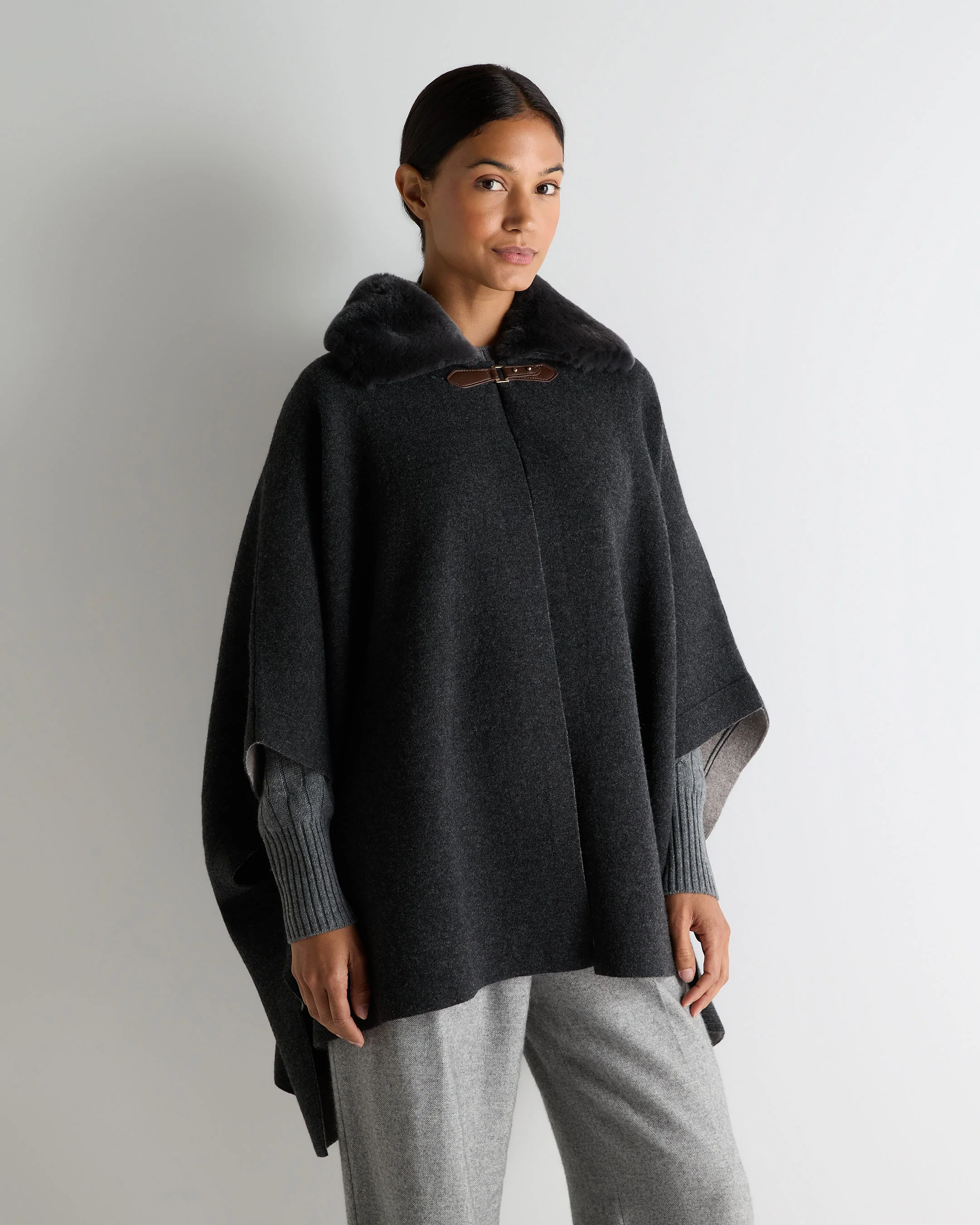 Women's Rex Collar Cape Dark Graphite Grey