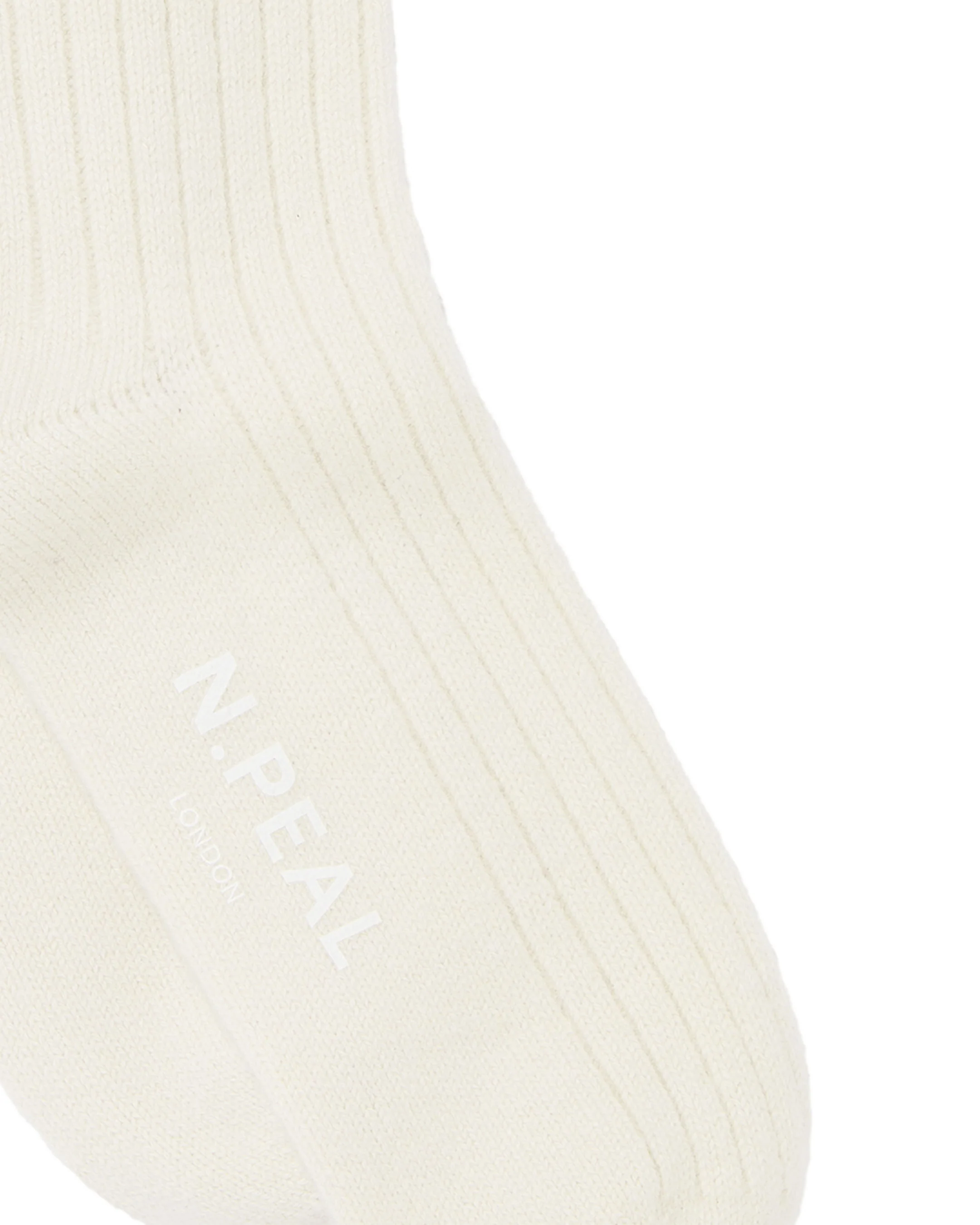 Women's Rib Cashmere House Socks New Ivory White - Image 2