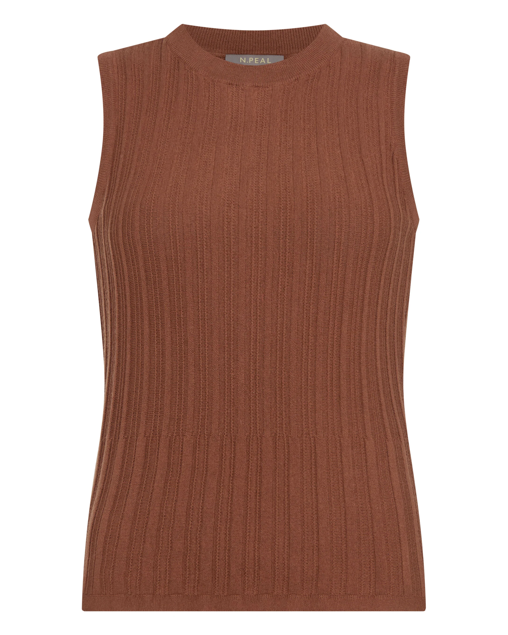 Women's Rib Silk Cashmere Tank Top Henna Brown - Image 2
