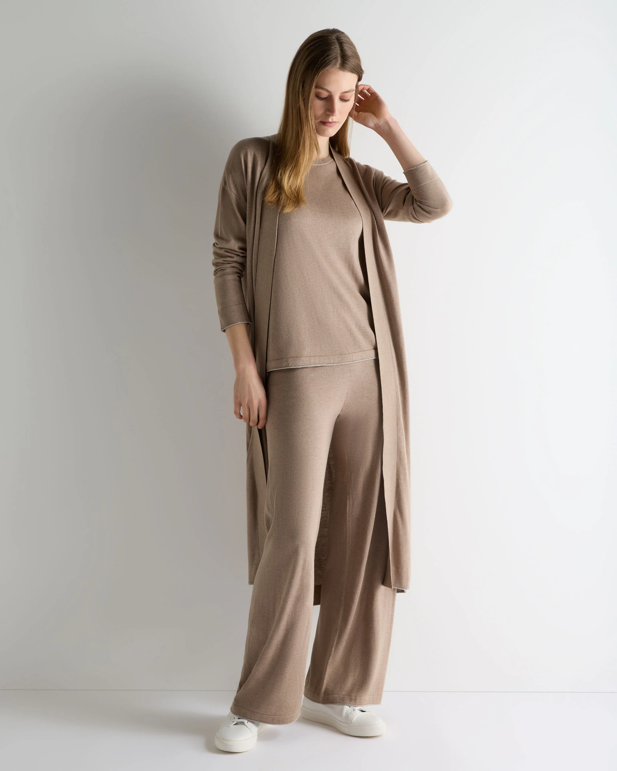 Women's Roche Silk Blend Top Mink Brown - Image 3