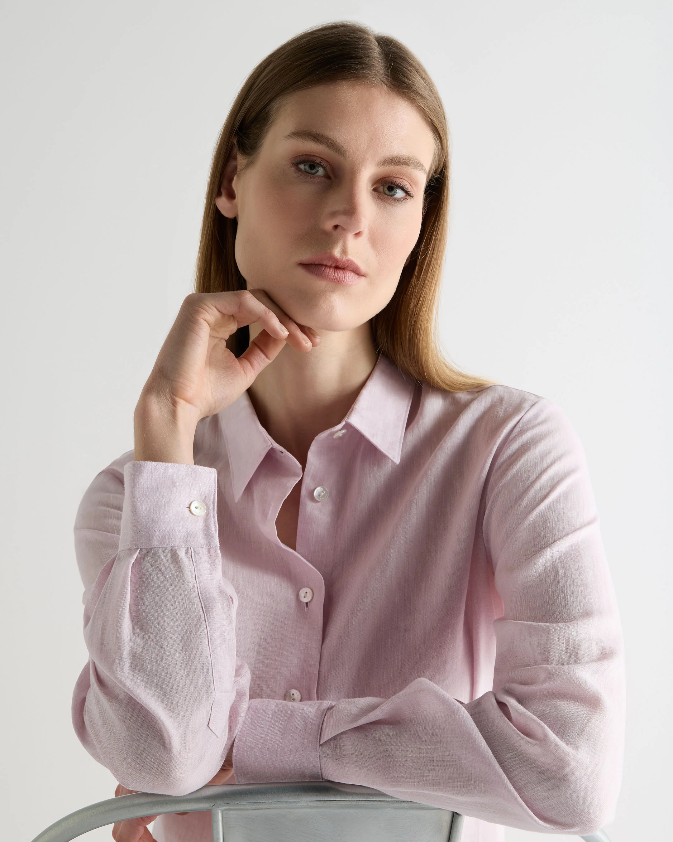 Women's Rochelle Linen Shirt Rose Pink - Image 5