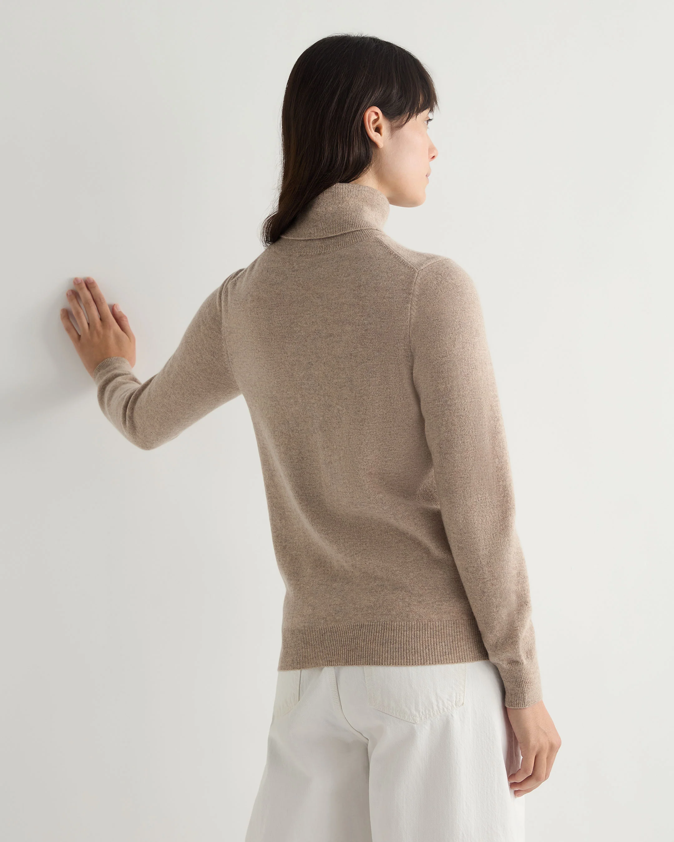 Women's Luna Roll Neck Cashmere Jumper Oatmeal Brown - Image 4