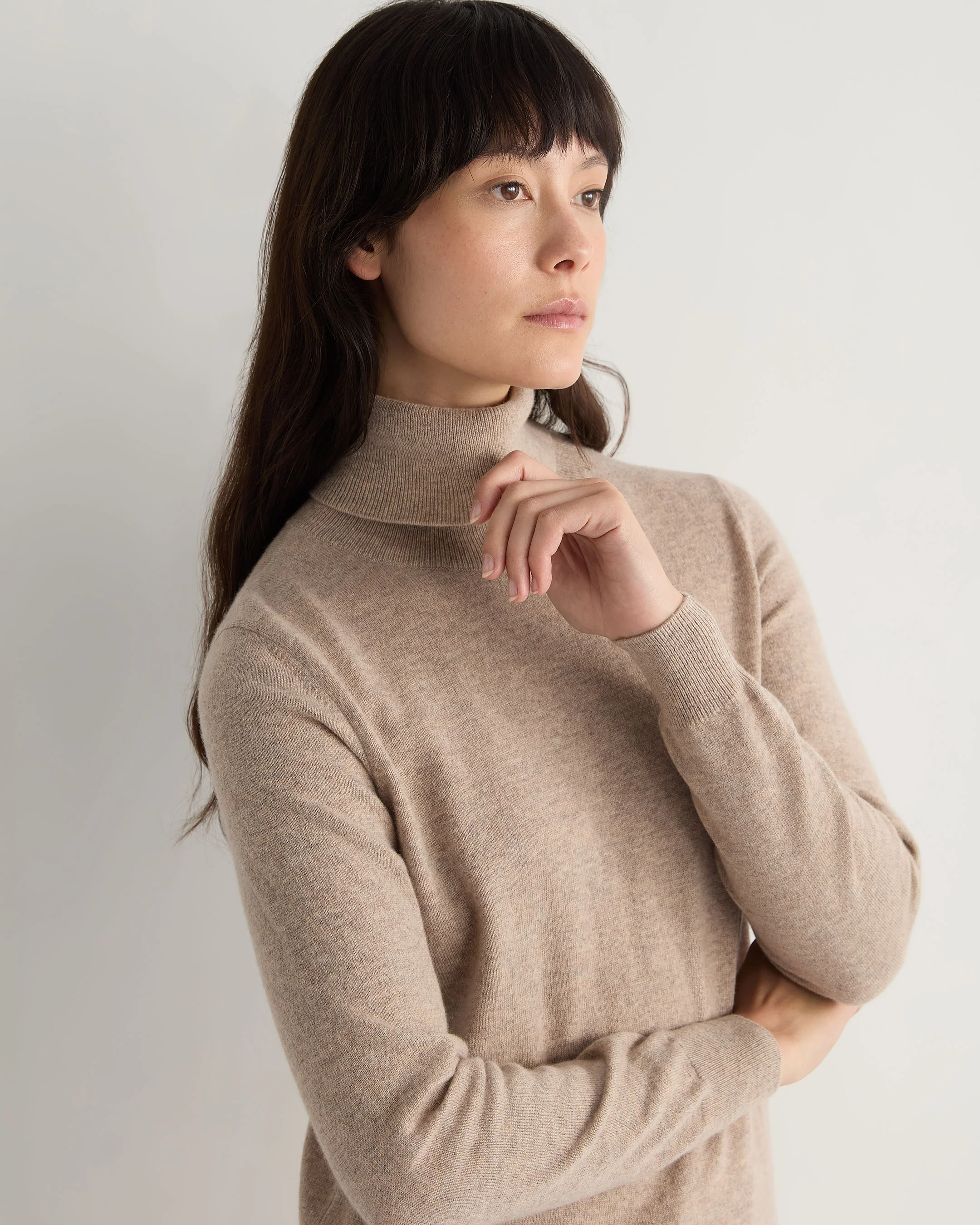 Women's Luna Roll Neck Cashmere Jumper Oatmeal Brown - Image 5