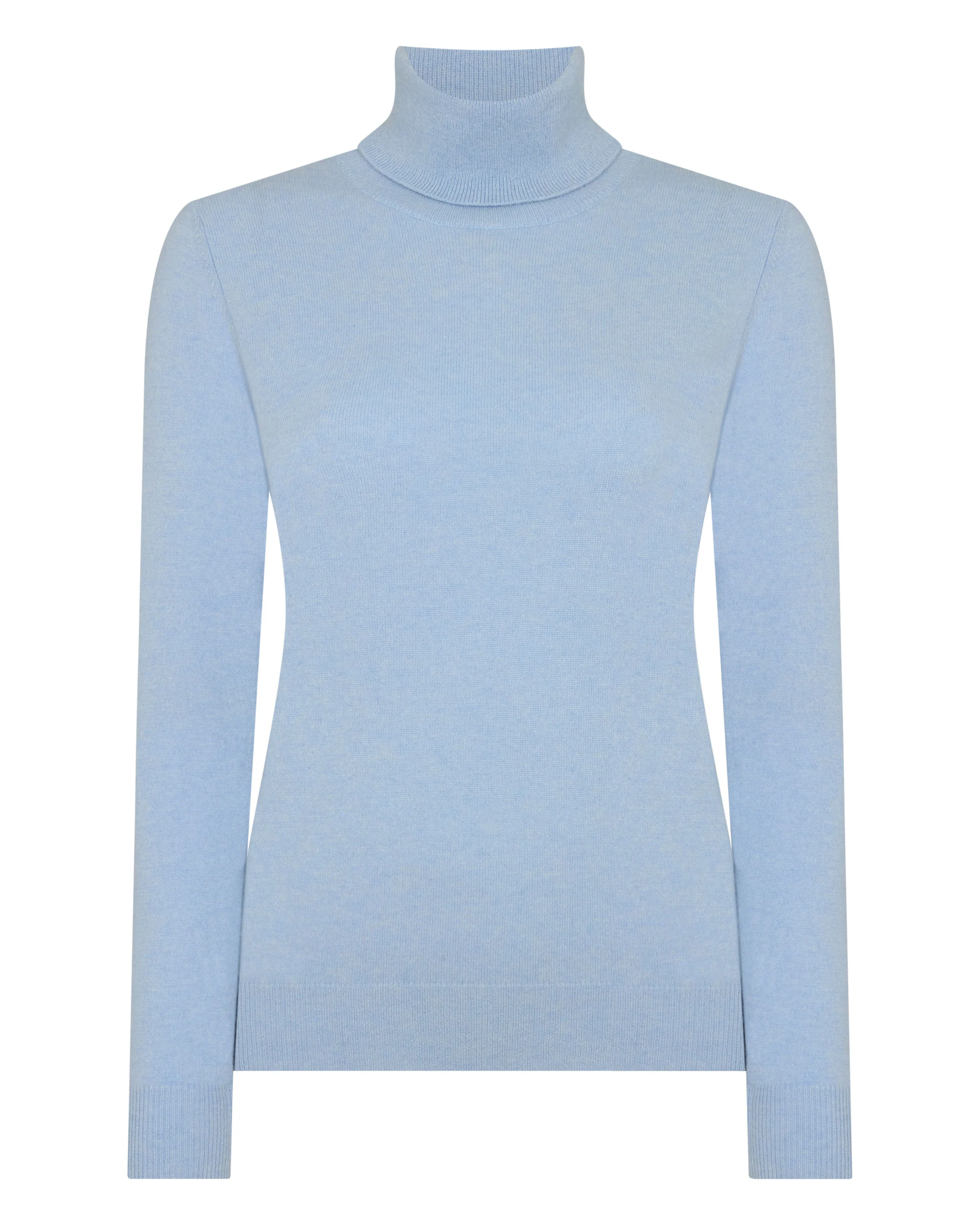 Women's Luna Roll Neck Cashmere Jumper Sea Mist Blue - Image 2