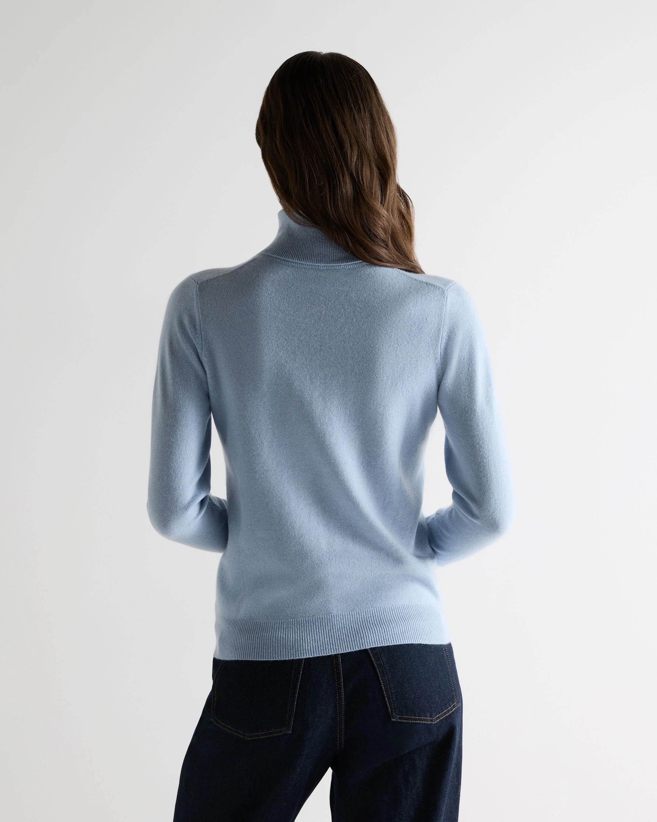 Women's Luna Roll Neck Cashmere Jumper Sea Mist Blue - Image 4