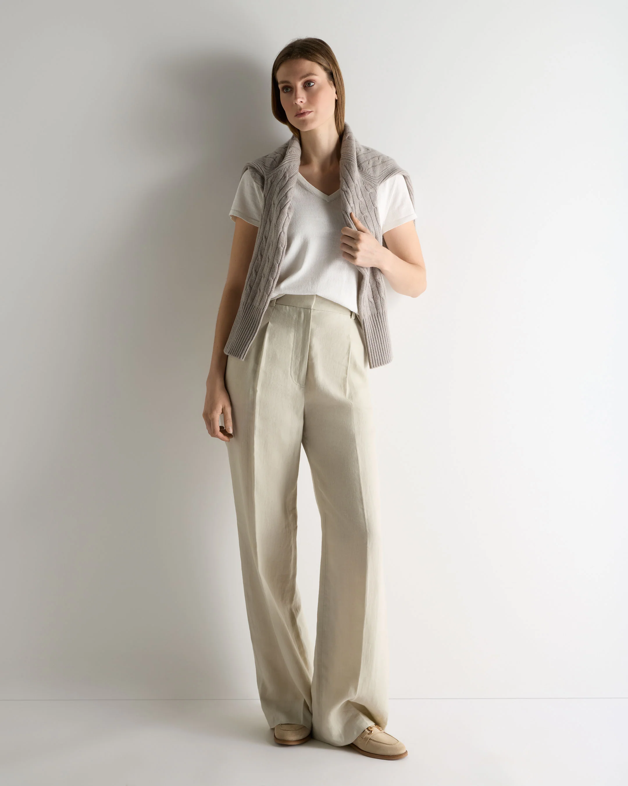 Women's Selene Linen Blend Top White - Image 3