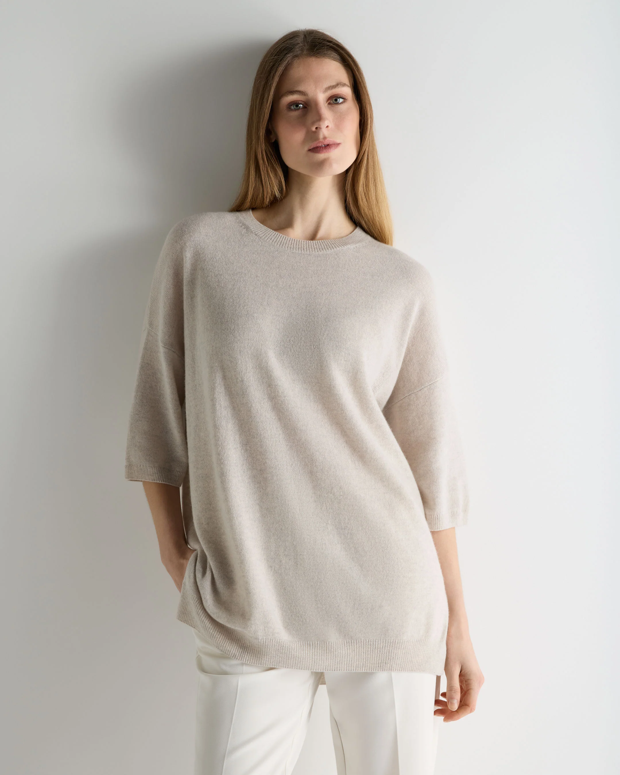 Women's Sienna Oversized Cashmere Tunic Pebble Grey