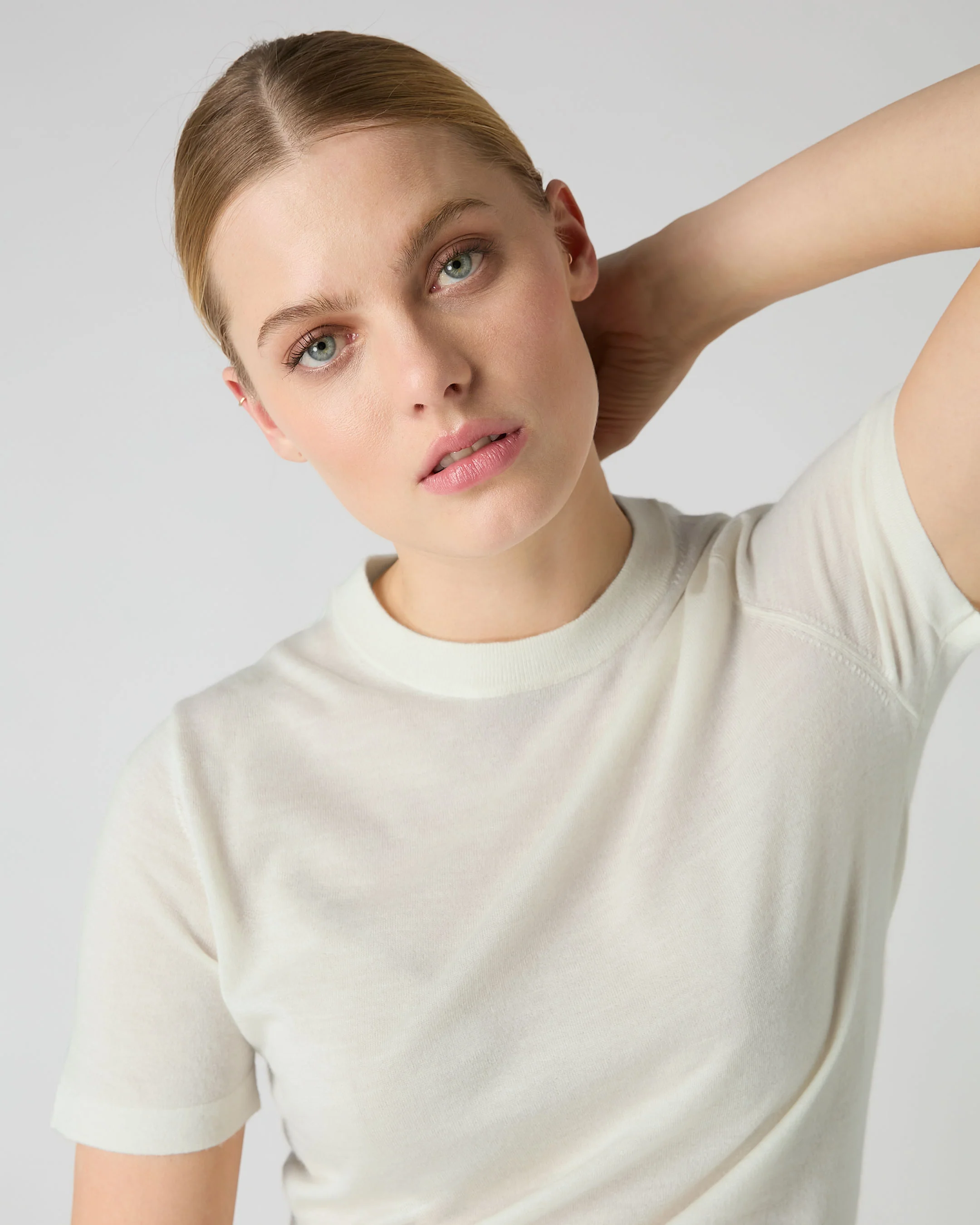 Women's Isla Superfine Cashmere T-Shirt New Ivory White - Image 5