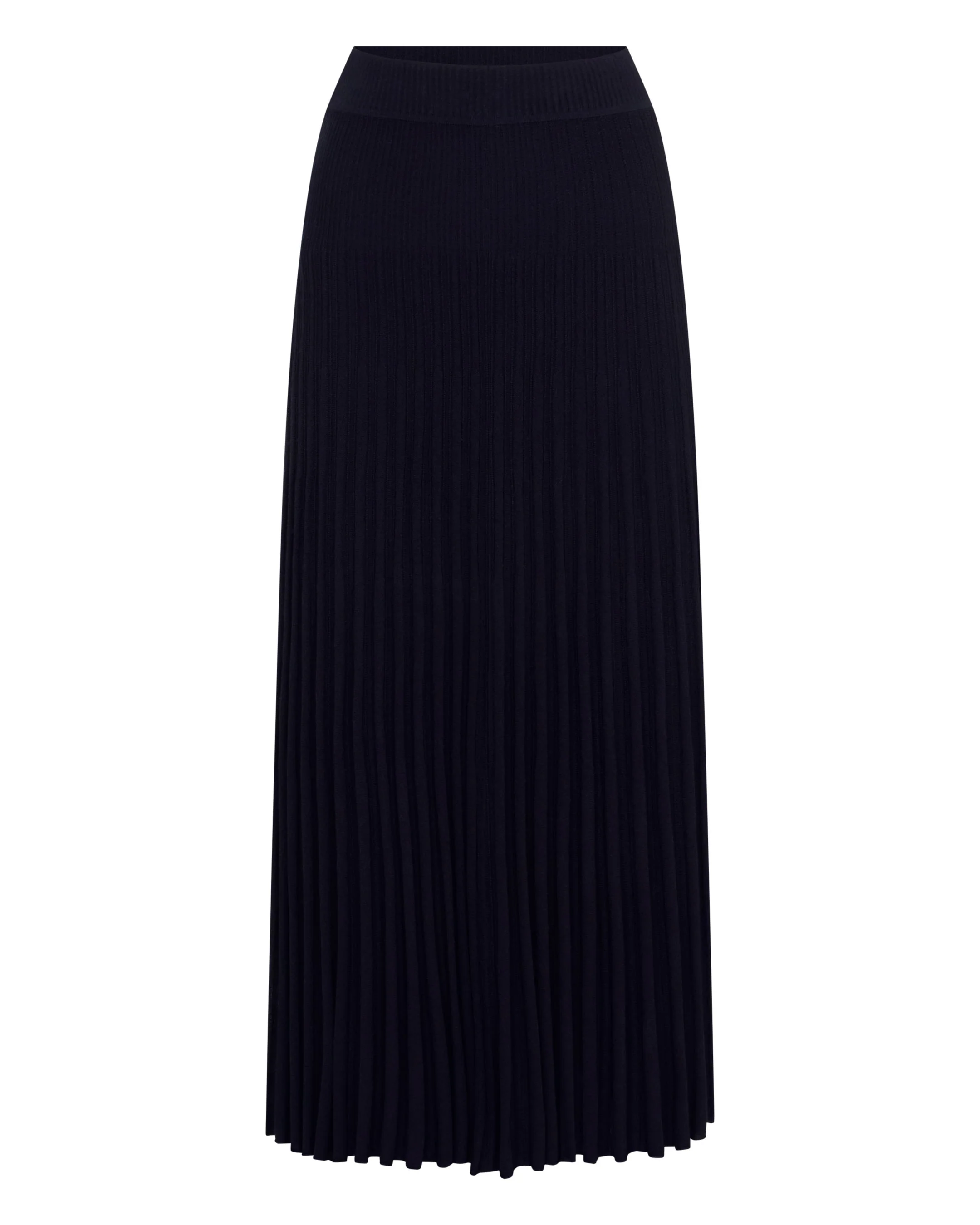 Women's Superfine Pleated Cashmere Silk Skirt Navy Blue - Image 2
