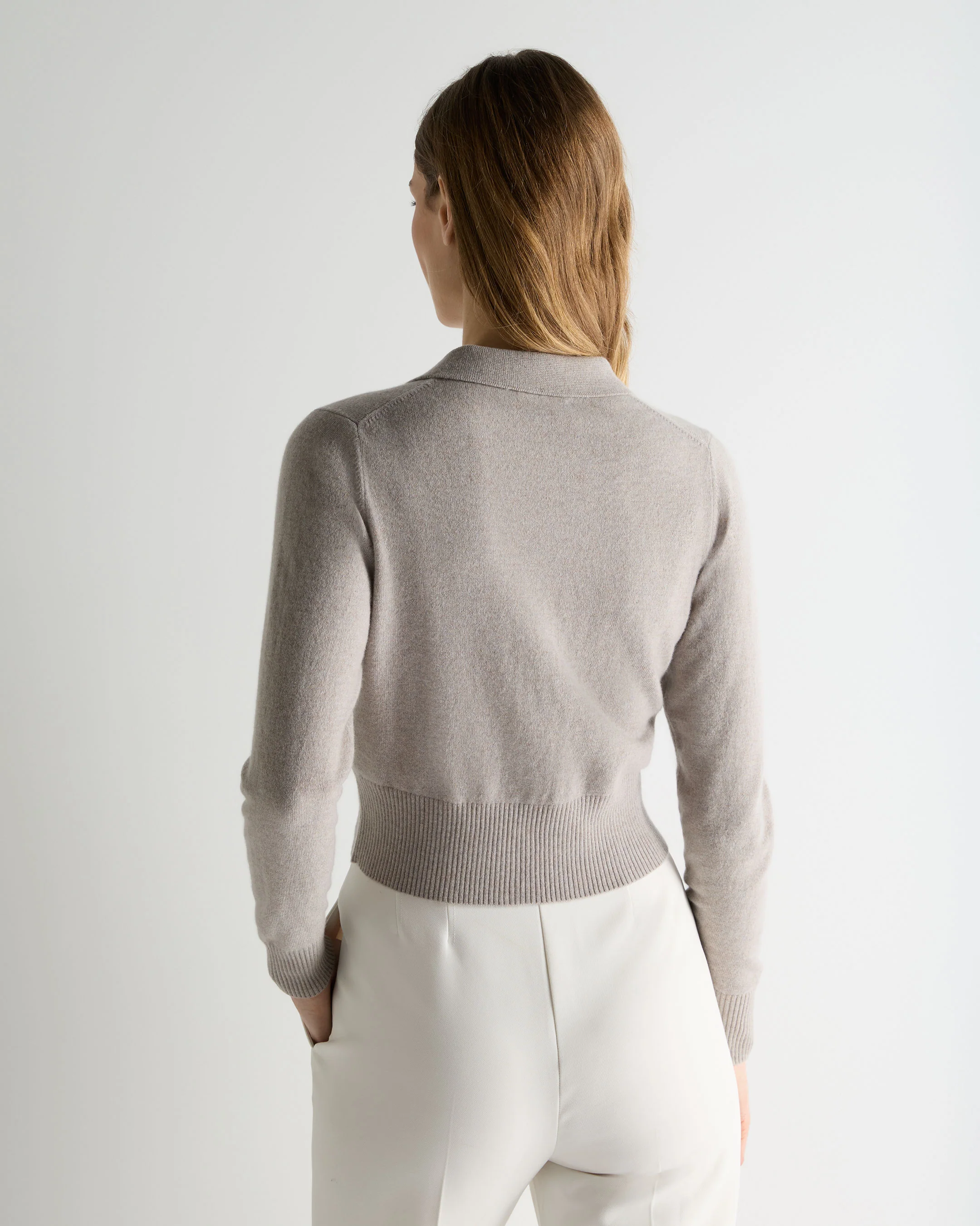 Women's Thea Collared Cashmere Cardigan Oat Grey - Image 4