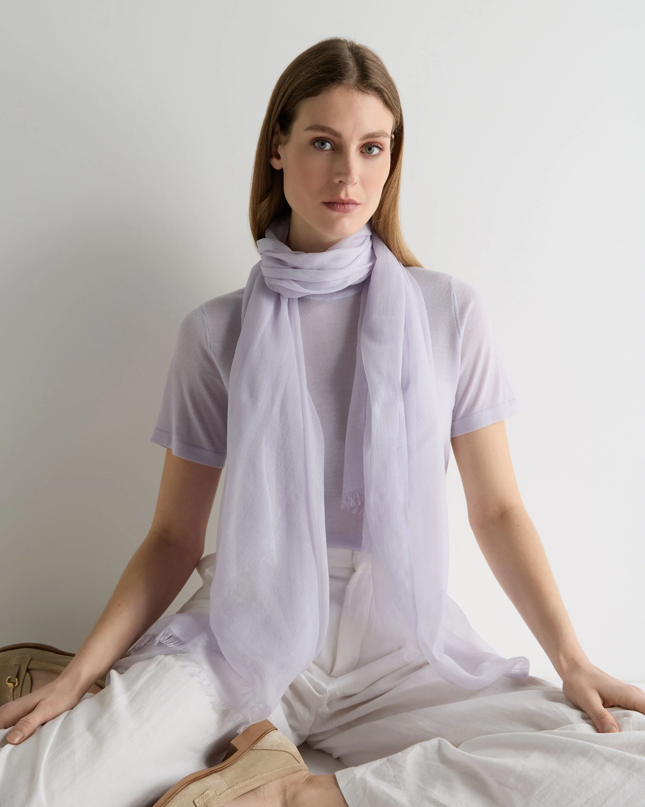 Women's Ultrafine Pashmina Cashmere Shawl Lavender Purple - Image 2