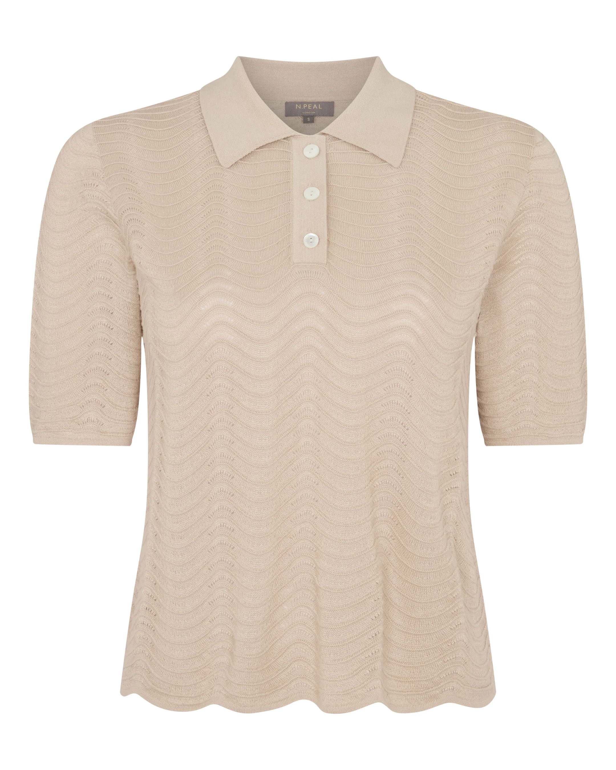 Women's Waverly Silk Cashmere Polo Top Sandstone Brown - Image 2