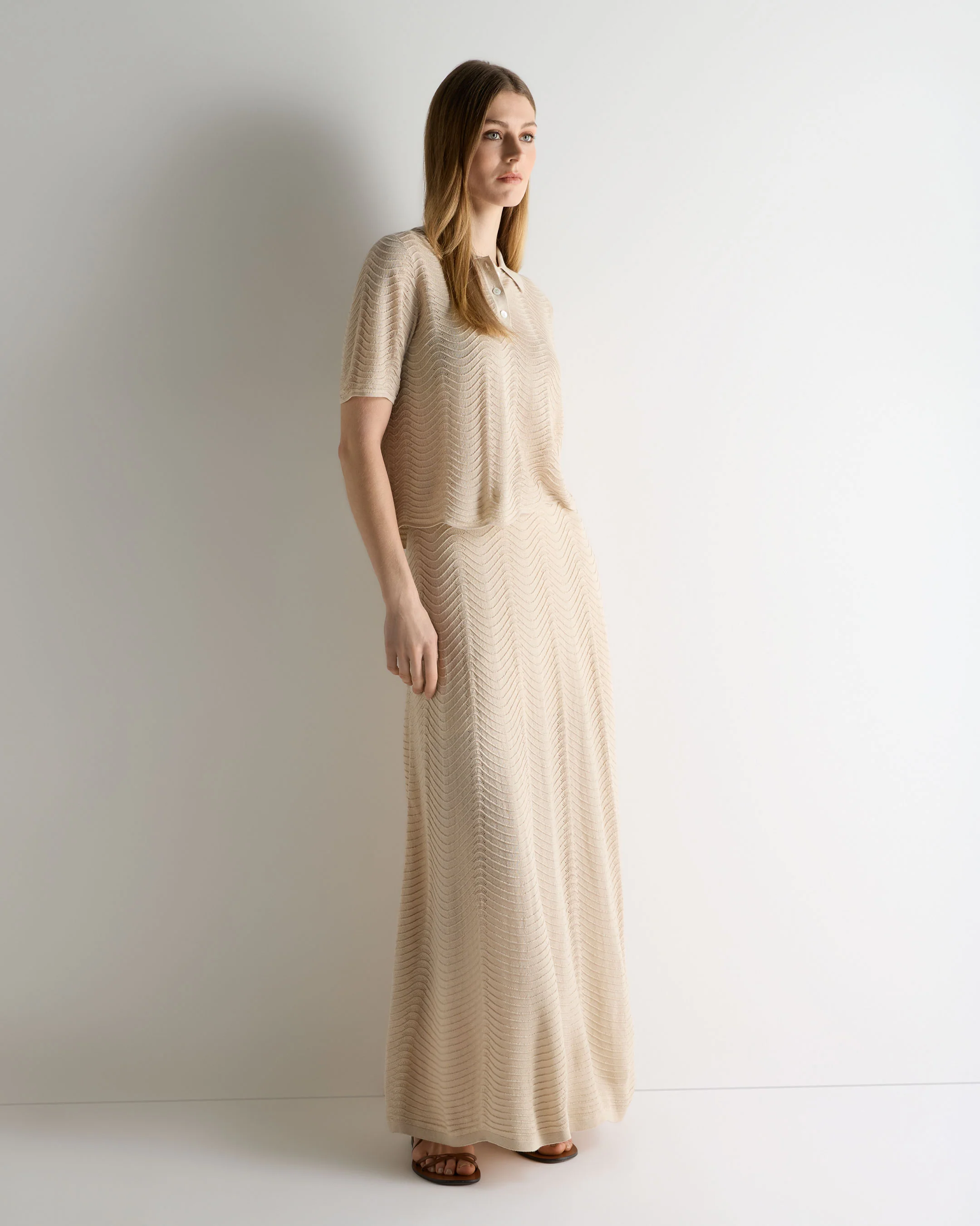 Women's Waverly Silk Cashmere Skirt Sandstone Brown - Image 3