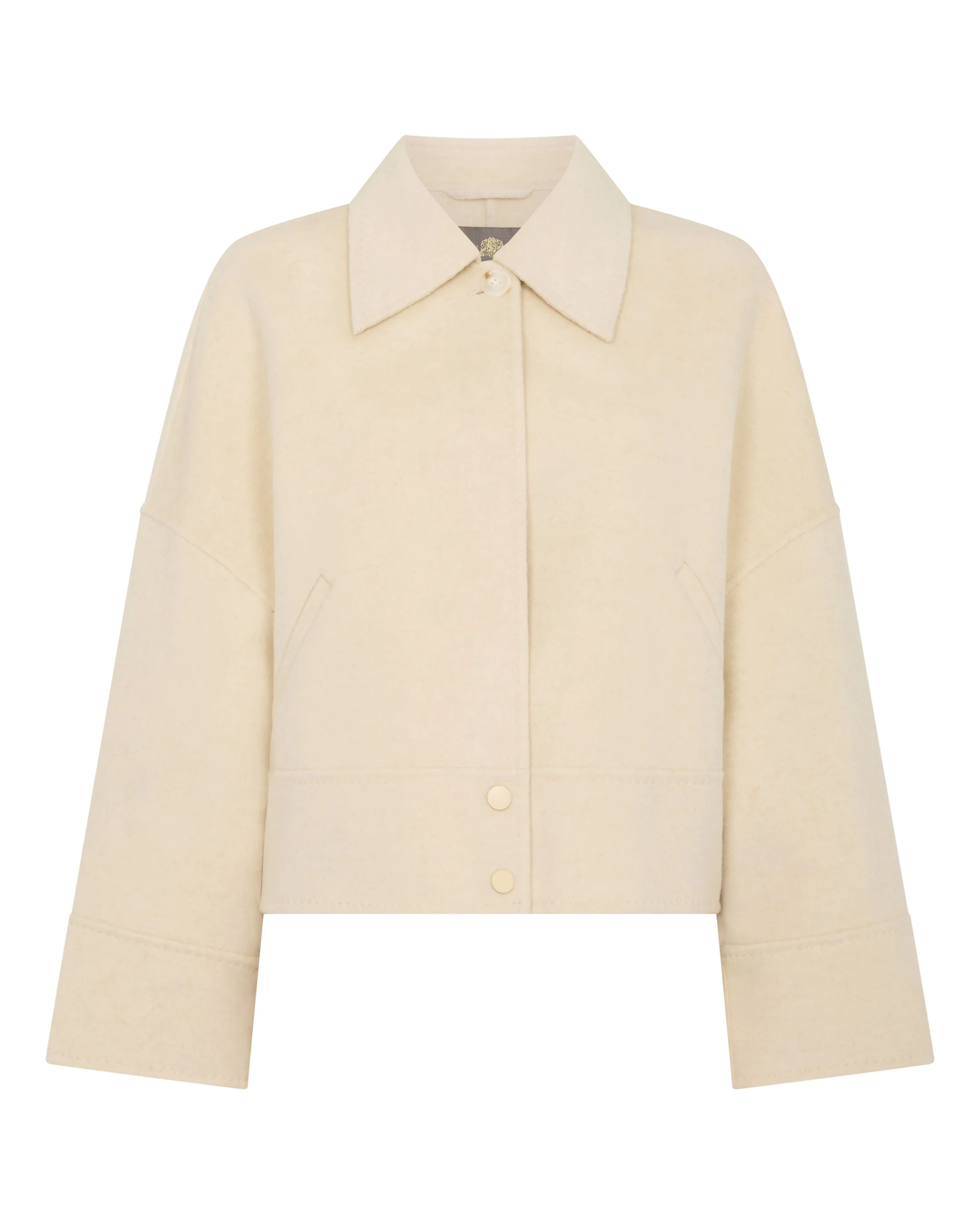 Women's Woven Cashmere Blend Short Jacket Off White - Image 2