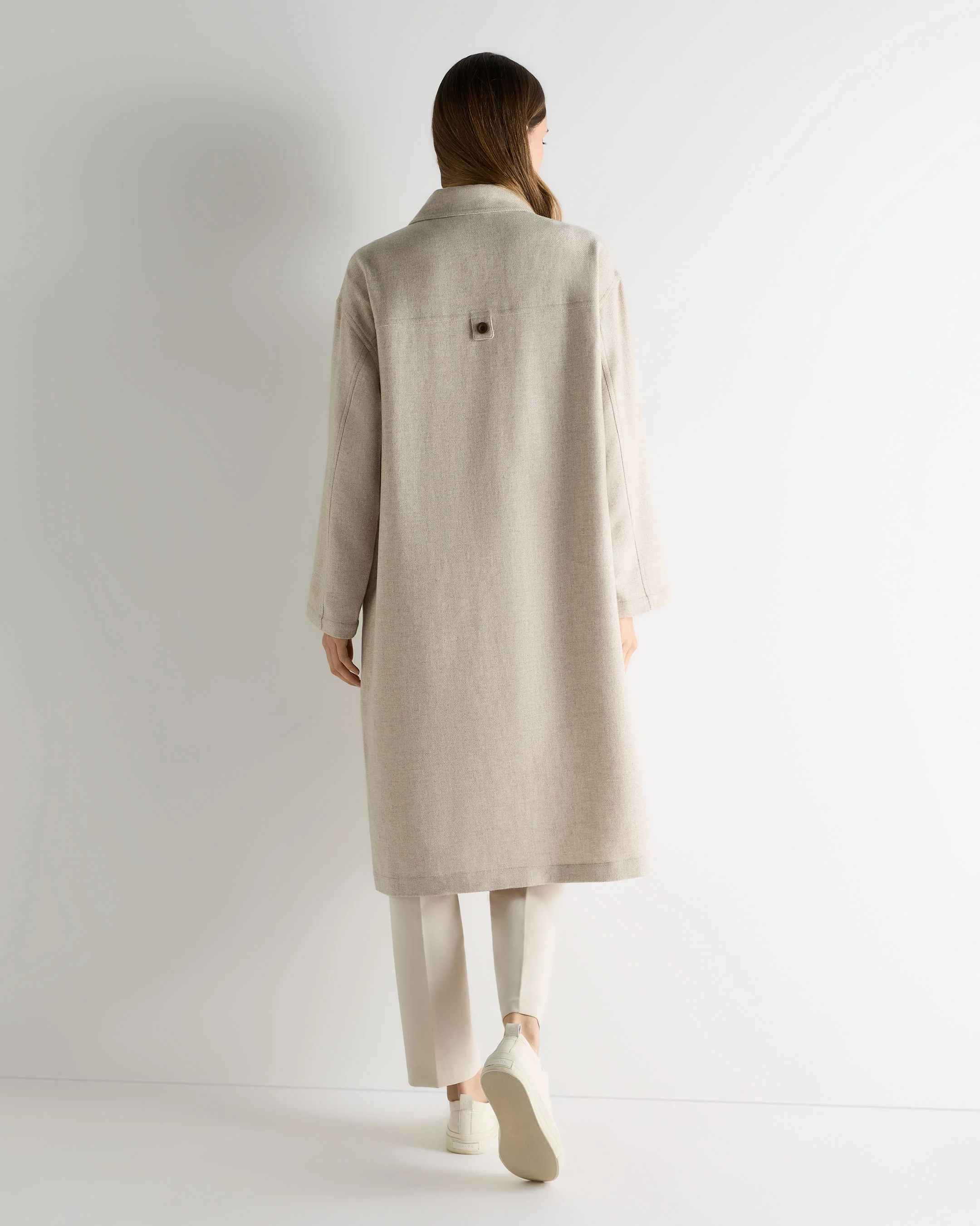 Women's Woven Cashmere Coat Beige Brown - Image 4