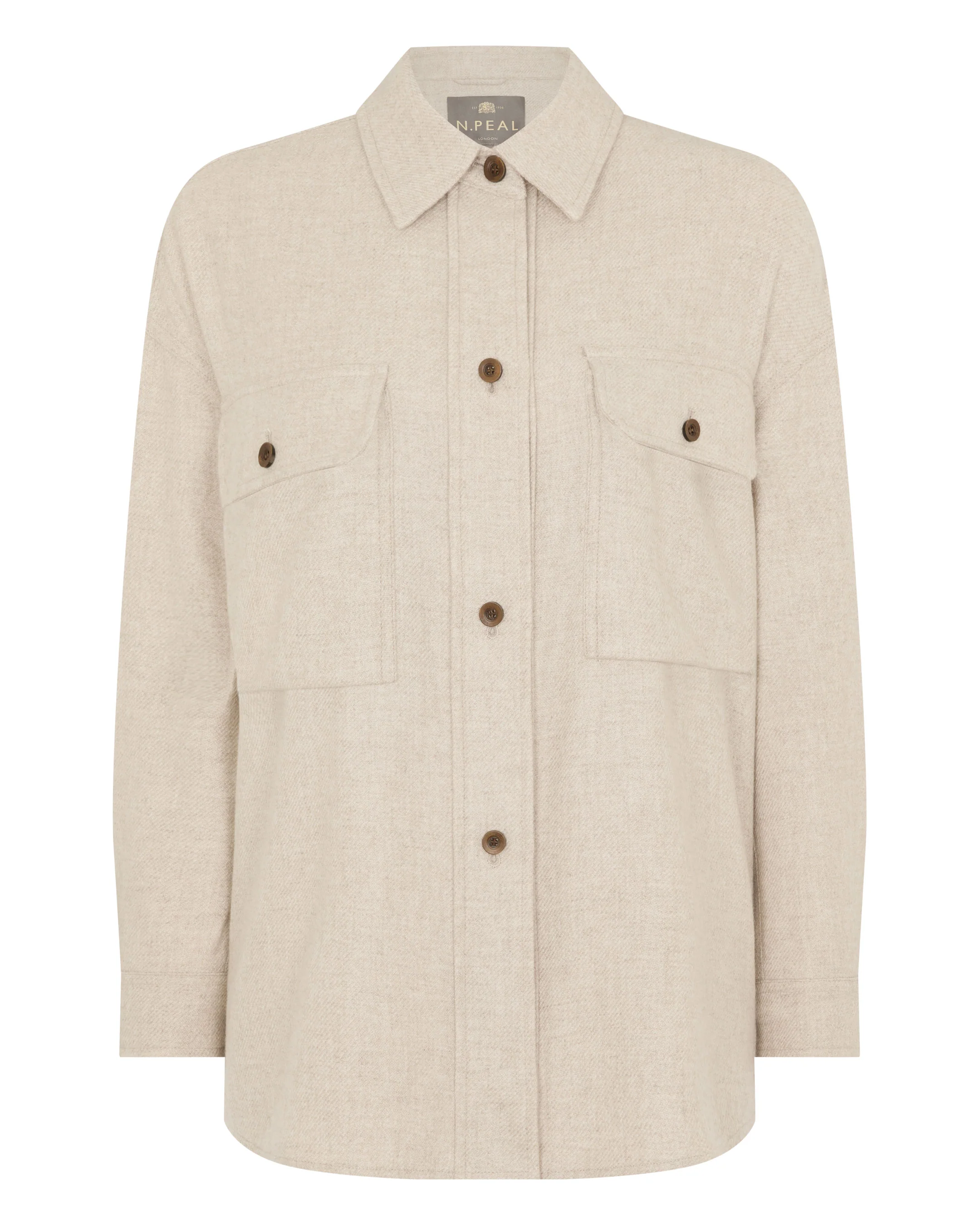 Women's Woven Cashmere Overshirt Beige Brown - Image 2
