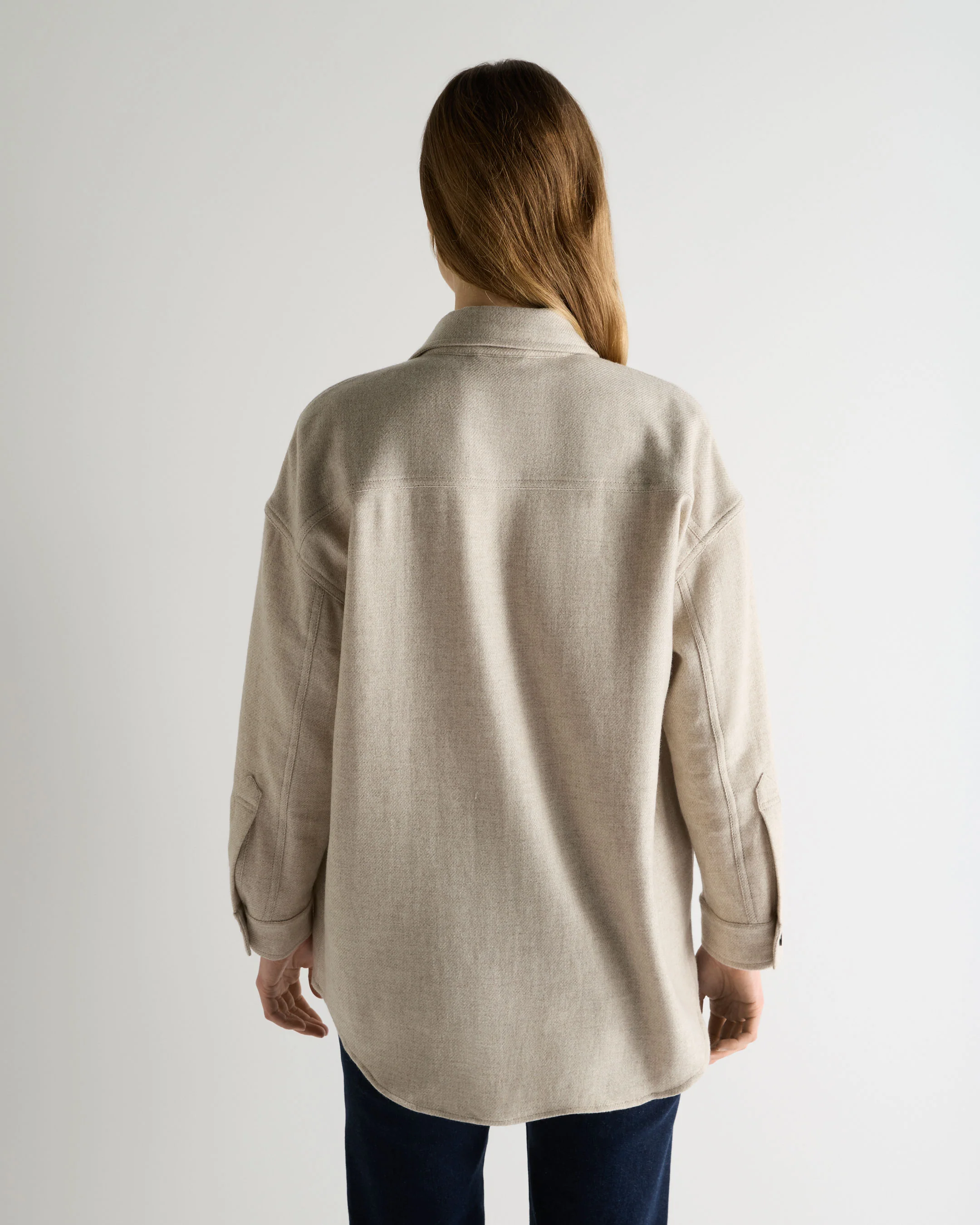Women's Woven Cashmere Overshirt Beige Brown - Image 4