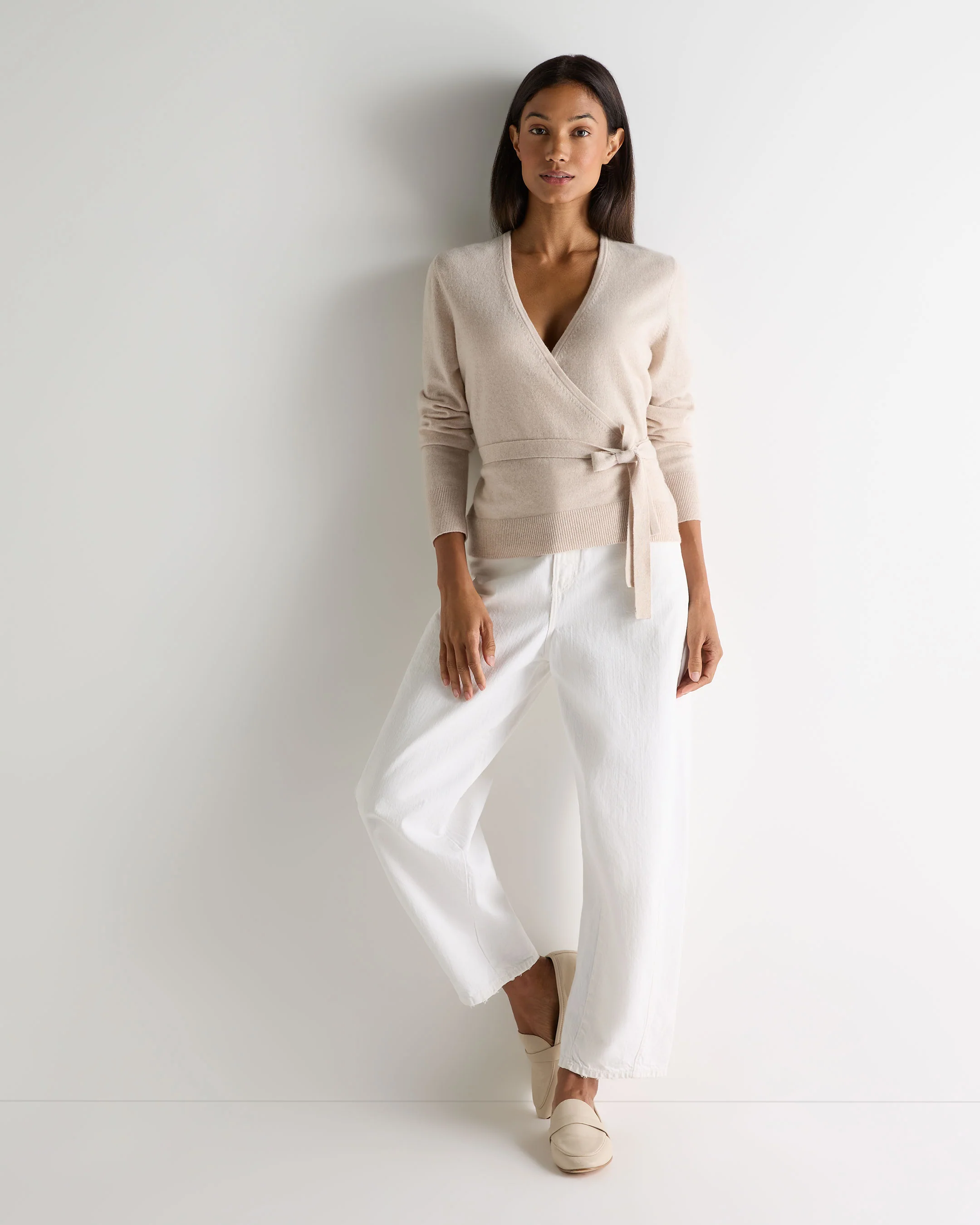 Women's Arabella Wrap Cashmere Cardigan Ecru White - Image 3